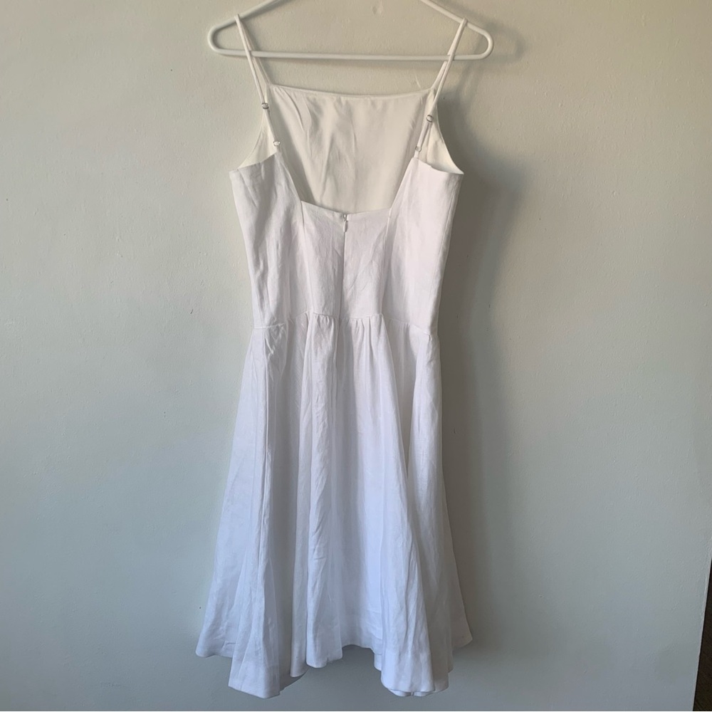NWT Reformation Clarabelle Linen Drop Waist A Line Square Neck Midi Dress White - Picture 10 of 11